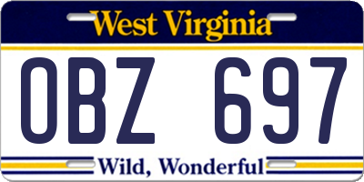 WV license plate OBZ697
