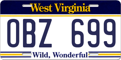 WV license plate OBZ699
