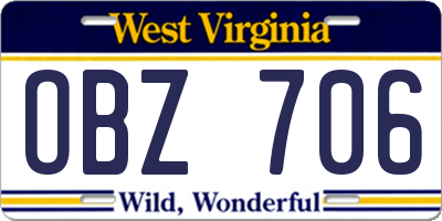 WV license plate OBZ706