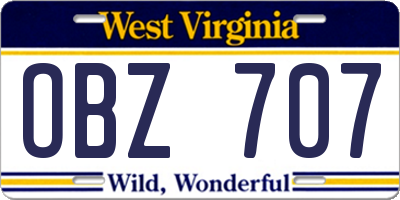 WV license plate OBZ707