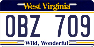 WV license plate OBZ709