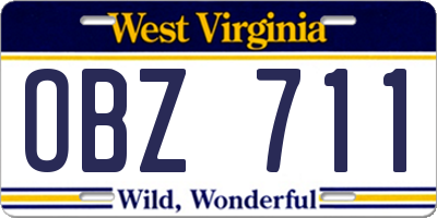 WV license plate OBZ711