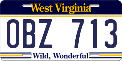 WV license plate OBZ713