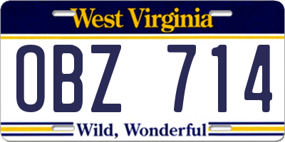WV license plate OBZ714