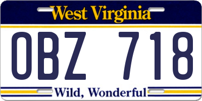 WV license plate OBZ718