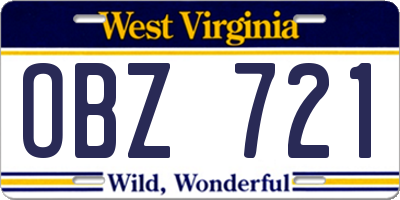 WV license plate OBZ721