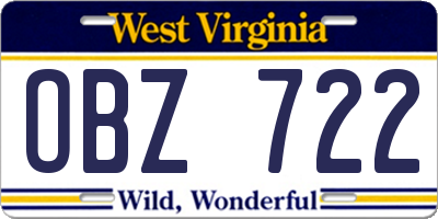 WV license plate OBZ722