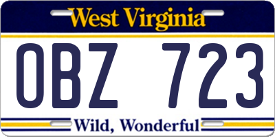 WV license plate OBZ723