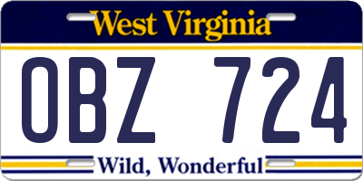 WV license plate OBZ724