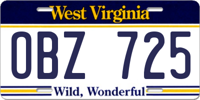WV license plate OBZ725