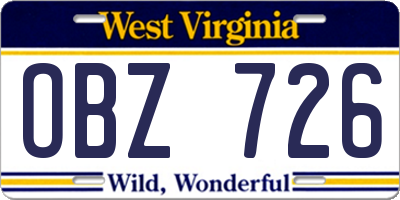 WV license plate OBZ726