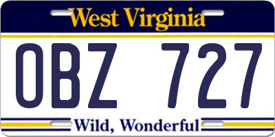 WV license plate OBZ727