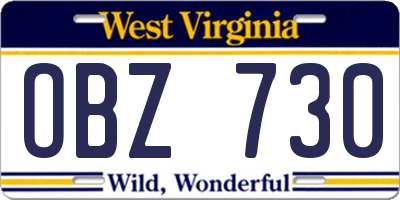 WV license plate OBZ730