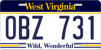 WV license plate OBZ731
