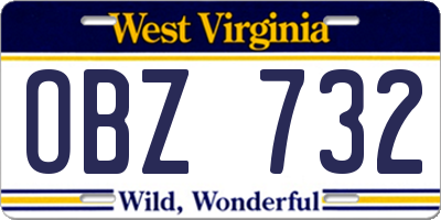 WV license plate OBZ732