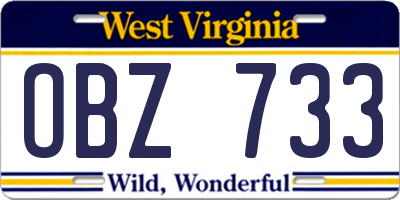 WV license plate OBZ733