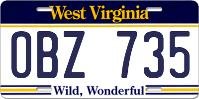 WV license plate OBZ735