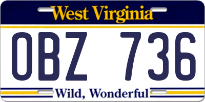 WV license plate OBZ736