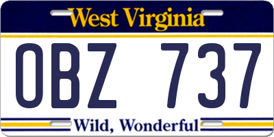 WV license plate OBZ737
