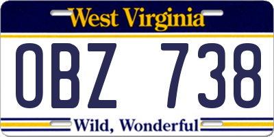 WV license plate OBZ738