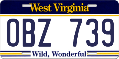 WV license plate OBZ739