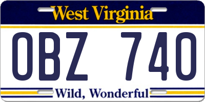 WV license plate OBZ740