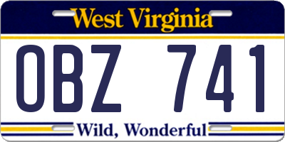 WV license plate OBZ741