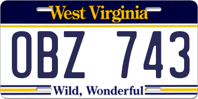 WV license plate OBZ743