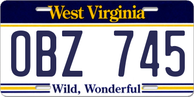 WV license plate OBZ745