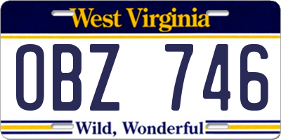 WV license plate OBZ746