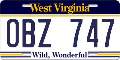 WV license plate OBZ747