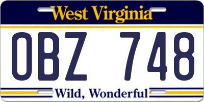 WV license plate OBZ748