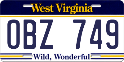 WV license plate OBZ749