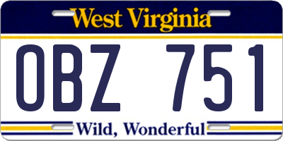WV license plate OBZ751