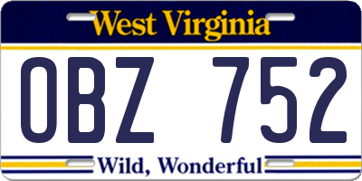 WV license plate OBZ752