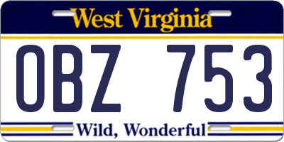 WV license plate OBZ753