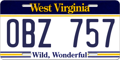 WV license plate OBZ757
