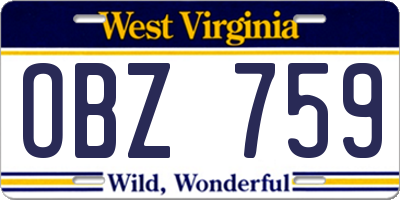 WV license plate OBZ759