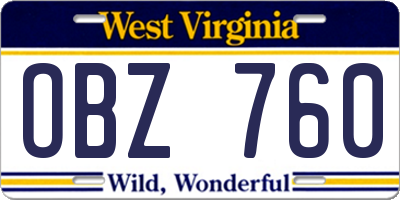 WV license plate OBZ760