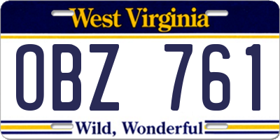 WV license plate OBZ761