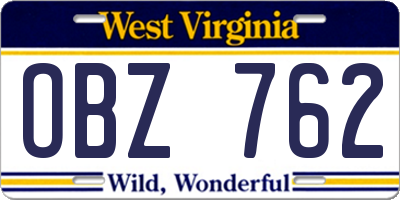 WV license plate OBZ762