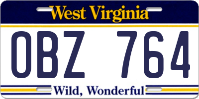 WV license plate OBZ764