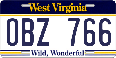 WV license plate OBZ766