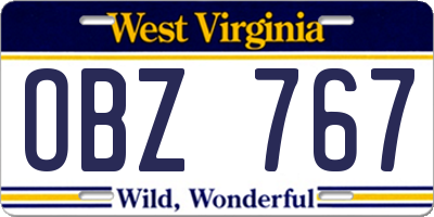WV license plate OBZ767