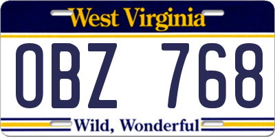 WV license plate OBZ768