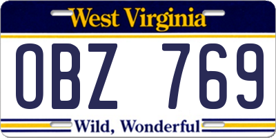 WV license plate OBZ769
