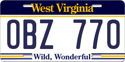WV license plate OBZ770