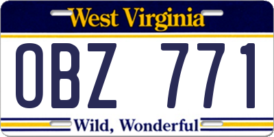 WV license plate OBZ771