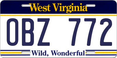 WV license plate OBZ772