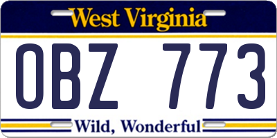 WV license plate OBZ773